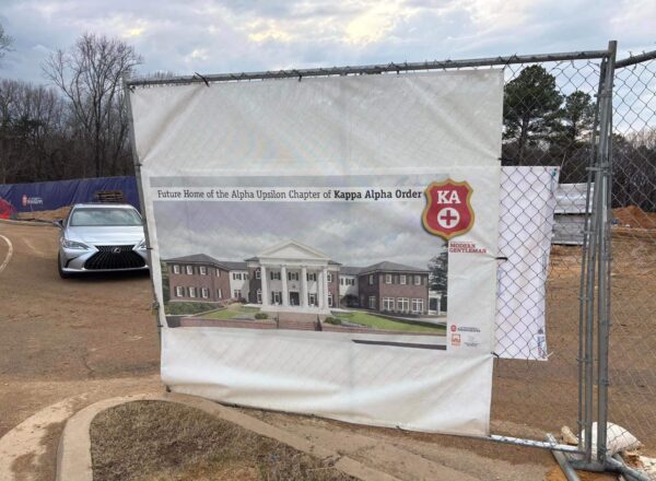banner on construction fense